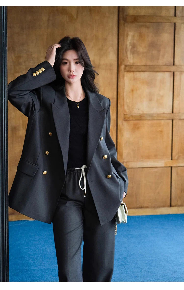 Elegant Peaked Lapel Suit Set