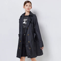 Fashion Women Thin Raincoat Poncho Ladies Waterproof Long Slim Raincoats Adults Outdoor Hiking  Windproof Rain Coat With Belt