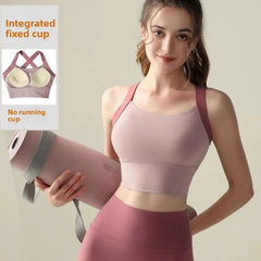 Women's One-Cup Sports Bra Shockproof Anti-Sagging for Running High-Intensity Yoga Fitness Wear Beautiful Back Design