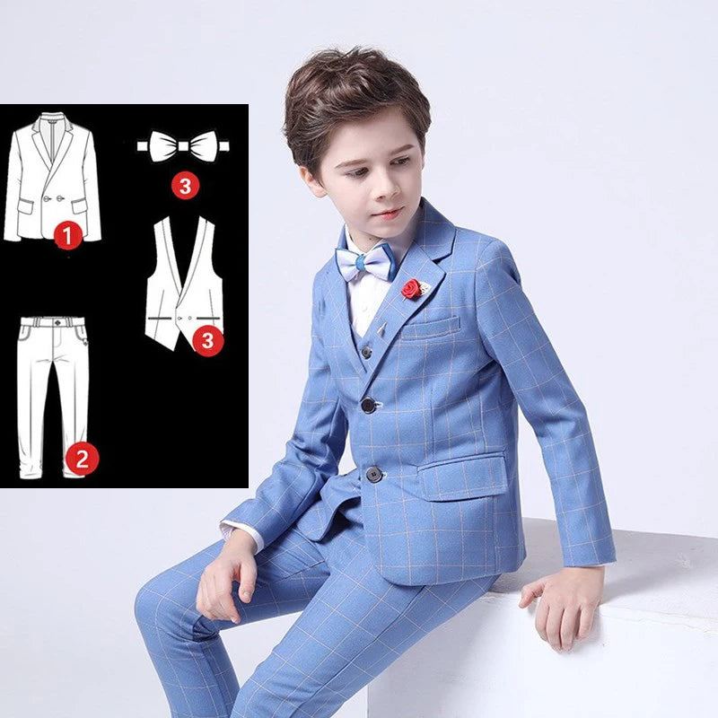Formal Kids Plaid Tuxedo Suit