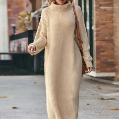 Knitted Turtleneck Sweater Dress