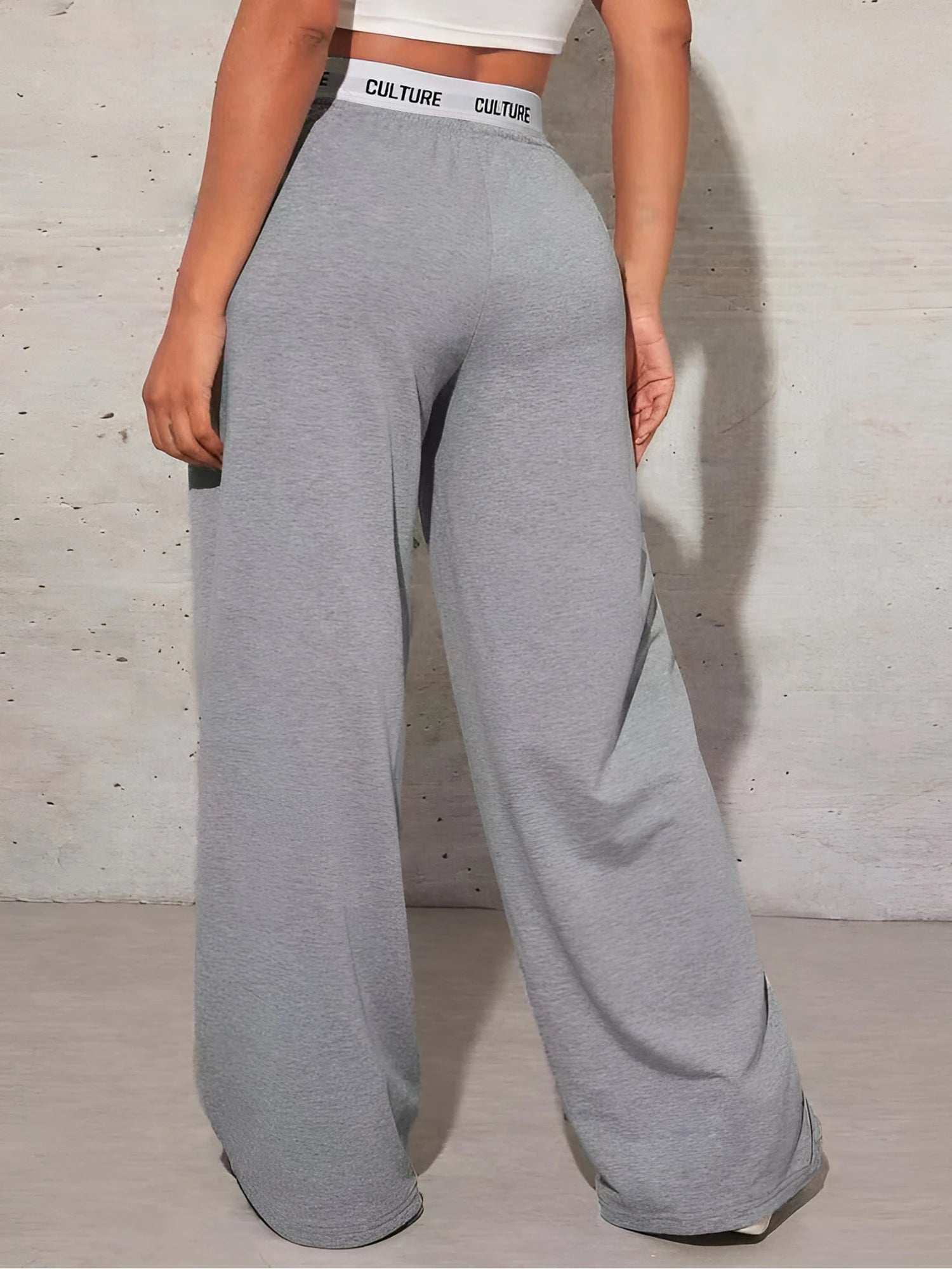 Women's Fashion Pants High Waist Webbing Loose Women's Wide Leg Pants Solid Colour Casual Female Pants Autumn Daily Wear