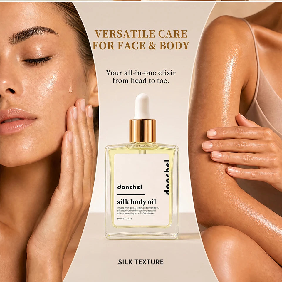 Silk Body Oil Face Body Versatile Care Fast Absorbing Deep Hydration Silky Smooth Brighten Even Tone Firm Skin Silk Body Oil