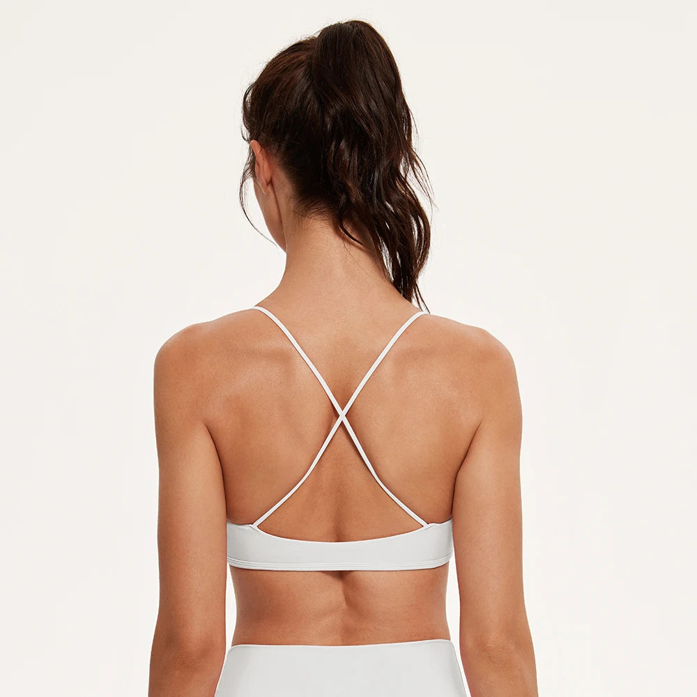 Sports Bras for Women Strappy Bras Open Back Shockproof Quick-Drying Yoga Bra Padded Gym Crop Tops Workout Fitness Bra Women