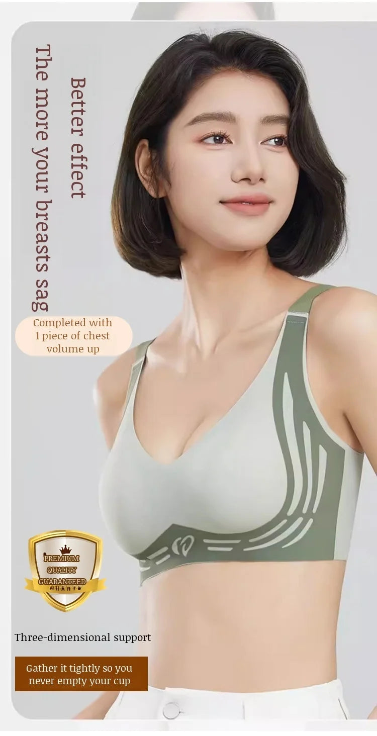 Women's Sports Bra AntiSagging Adjustable Small Breasts Love Heart Color Collision  Seamless High Elasticity Lift Shapewear