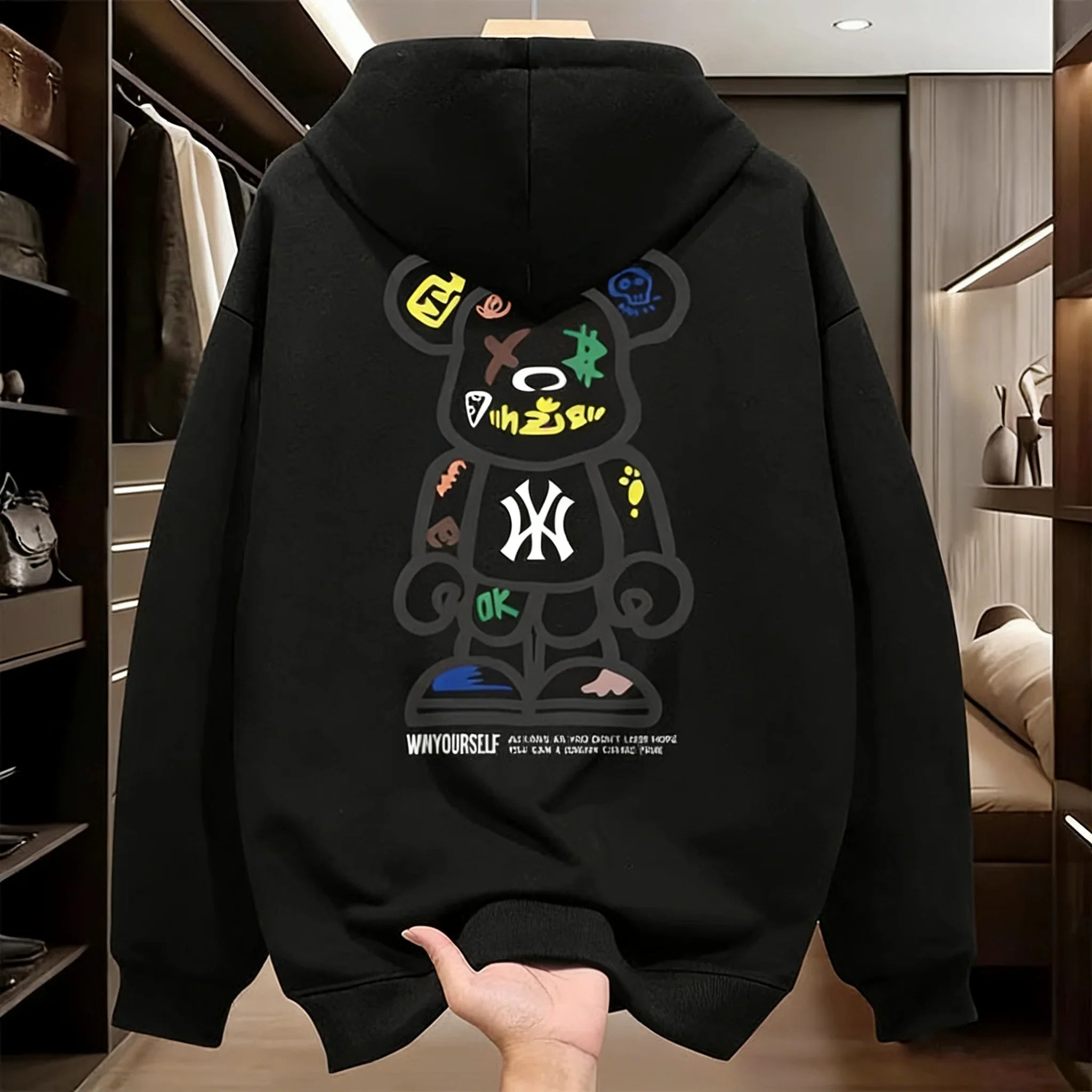 Men's Hooded Sweatshirt - Fall/Winter Casual Fashionable Loose Top with Fleece Lining, Outdoor Warm Hooded Hoodie