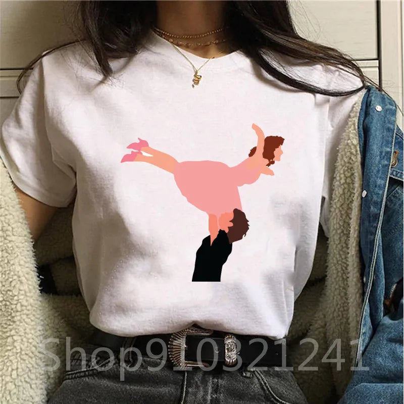 Women's Tshirt Dirty dancing Printing Graphic Aesthetic O Neck Girls Short Sleeve Print Vintage Y2k T Shirt Female Funny Tops