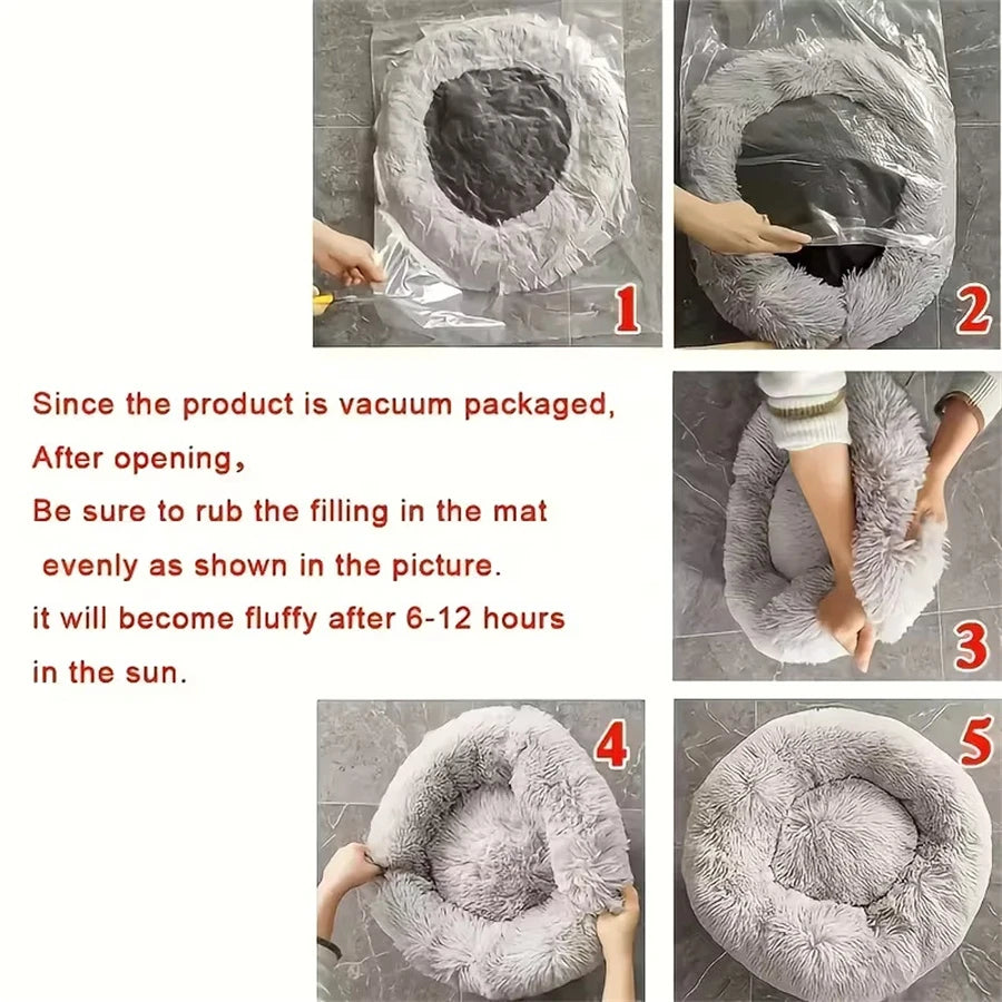 Faux Fur Donut Calming Cat Bed
