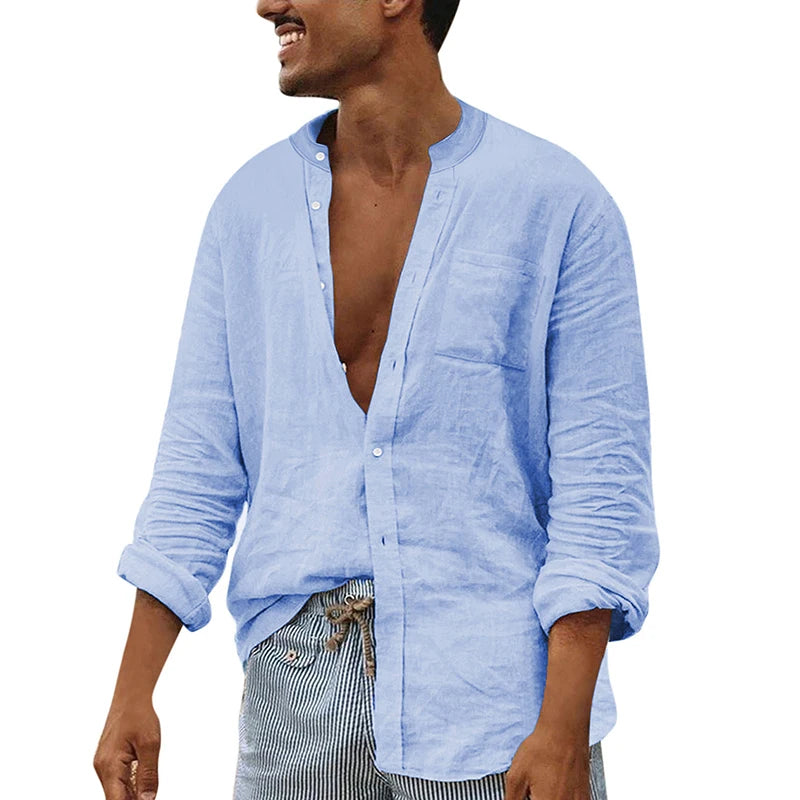 Button Mock Neck Long Sleeve Top