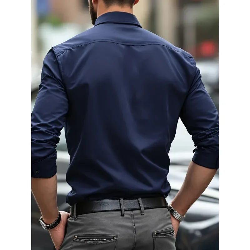 Smart Casual Elastic Shirt Men