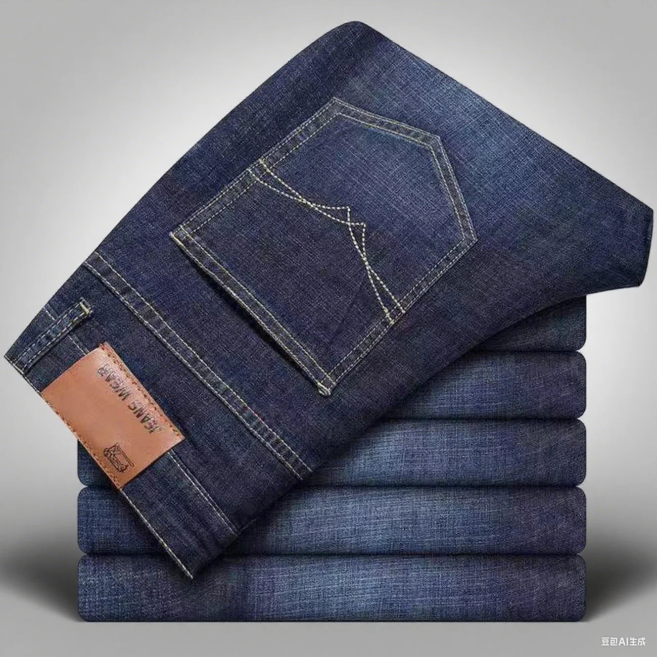 Men's Jeans Casual Straight Stretch Fashion Classic Blue Black Work Denim Trousers Male Brand Clothing
