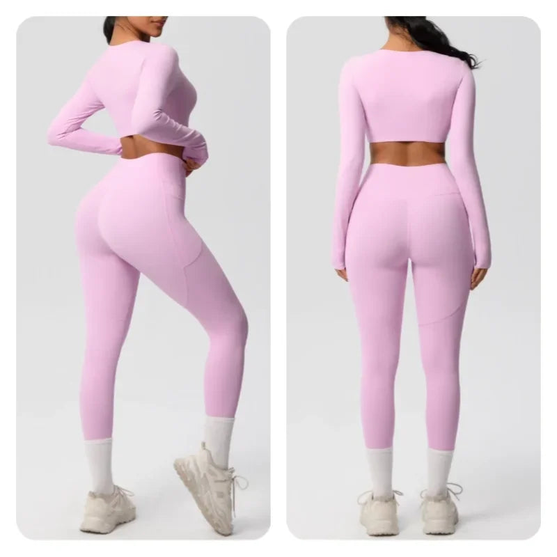 Yoga Gym Set Women Sports Impact Longline Strappy Top Fitness Overalls Sets Womens 2 Piece Sportswear Woman Gym Leggings Solid