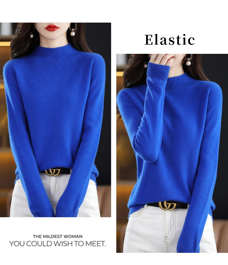 Merino Wool Mock Neck Pullover