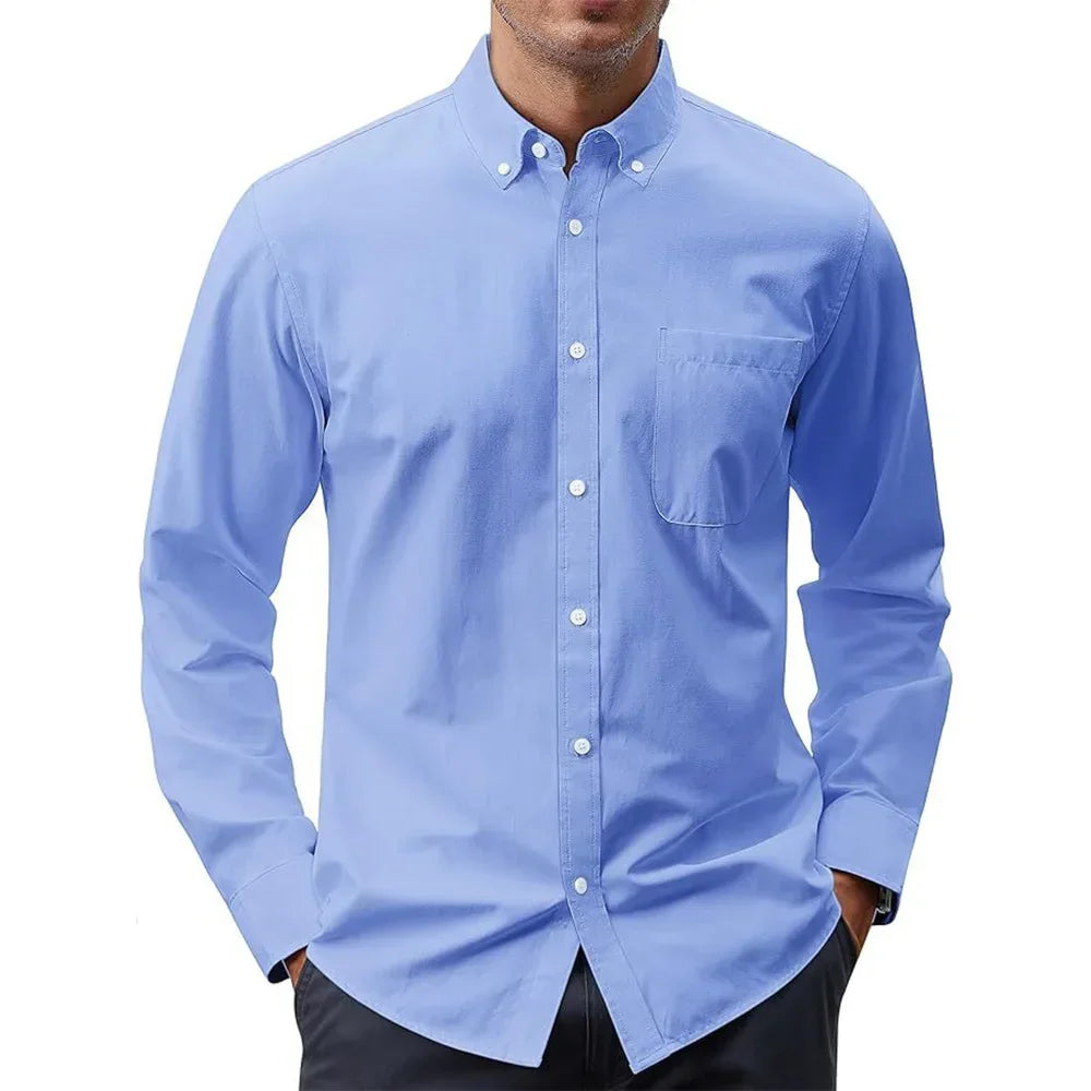Solid Oxford Business Button Shirt