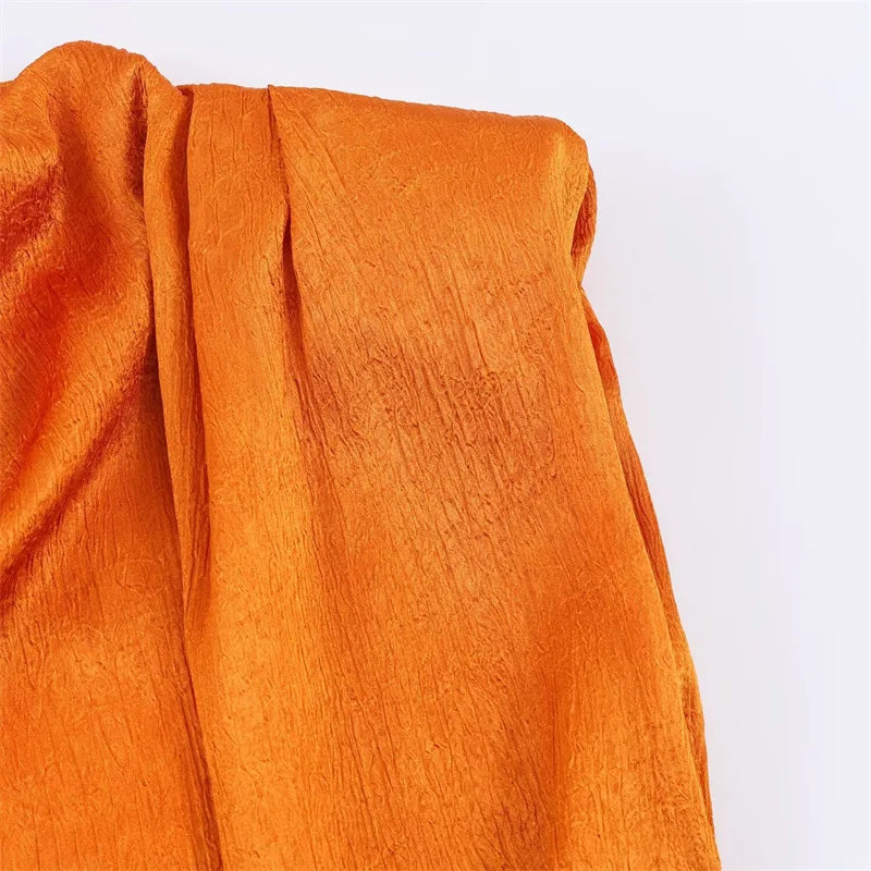 Women's Top 2026 Spring New Style Orange Sleeveless Satin Texture Long Ribbon Top Elegant and Stylish Unique Fashion Focus