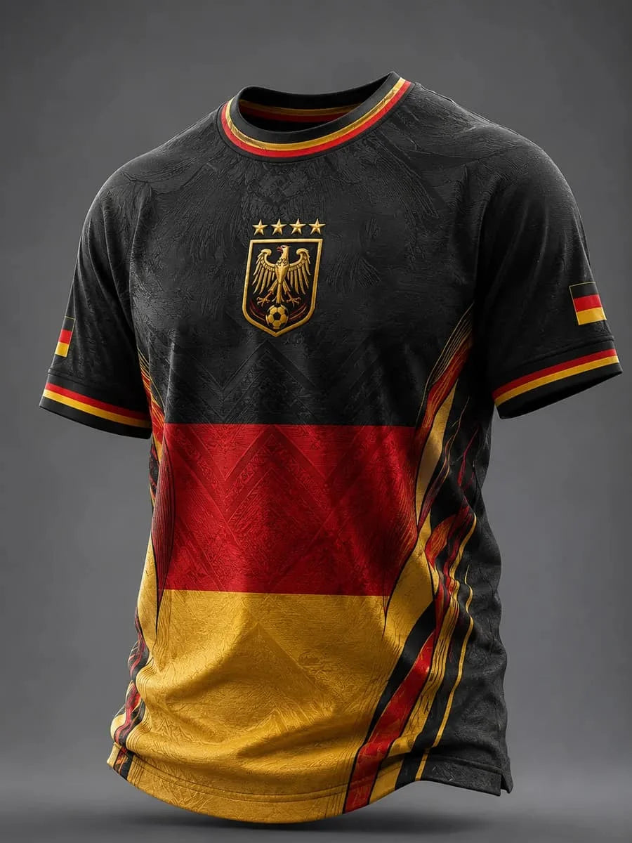 2026 New Germany National Team White Football Jersey Men's Crew Neck Sportswear with Flag & Eagle Print Casual & Training Tops