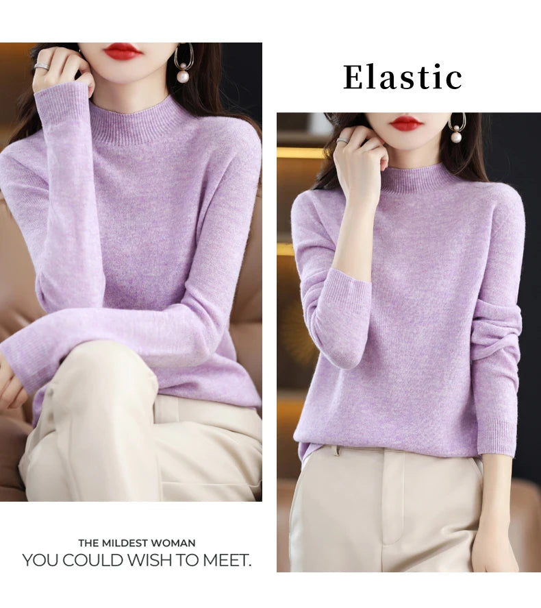 Merino Wool Mock Neck Pullover