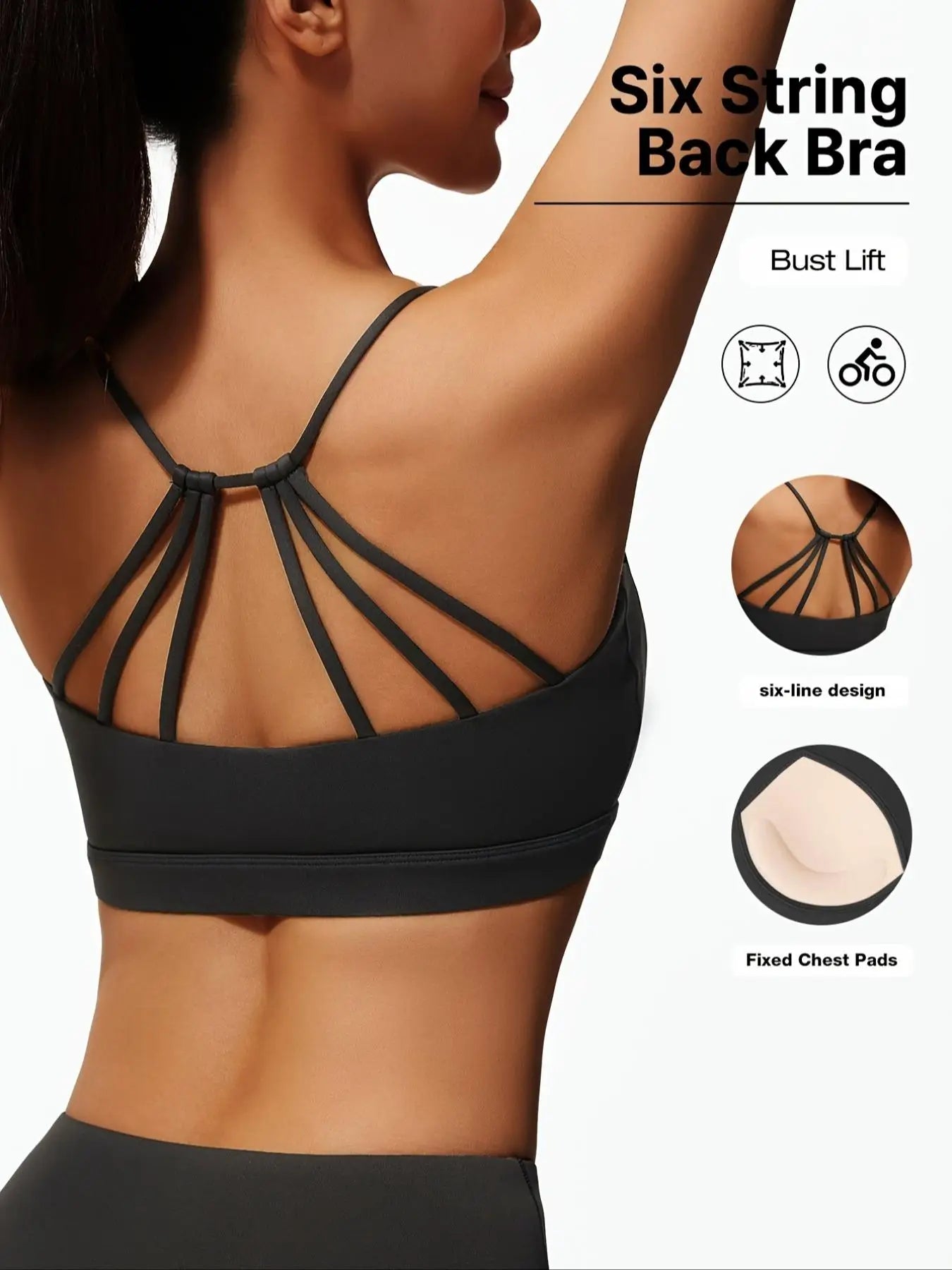 Women's Sporty Backless Sports Bra with Fixed Padding, Slim-Fit Design for All Seasons, Perfect for Fitness & Training