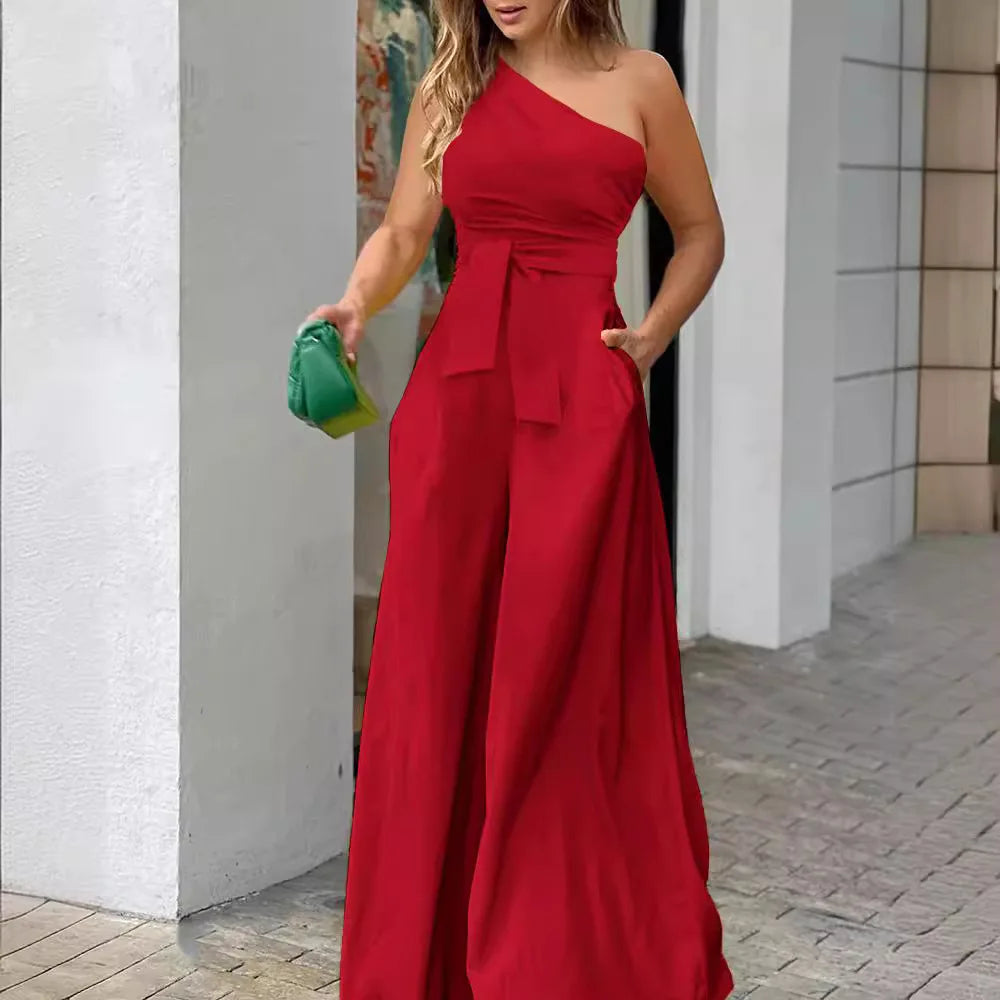 Irregular Off Shoulder Wide Jumpsuit