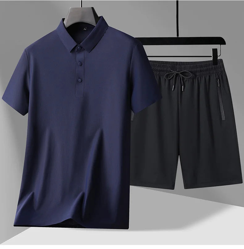 polo Shirts + shorts 2024 summer new style fashion Sportswear Men's Casual Sets Male Fashion shirts and shorts full size M-4XL