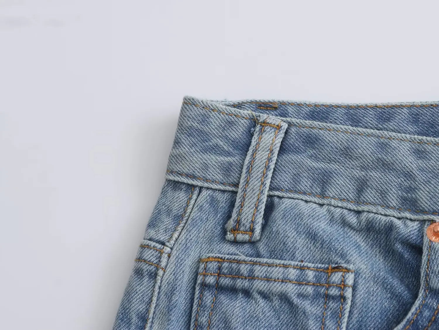Slanted Placket Retro Wide Jeans
