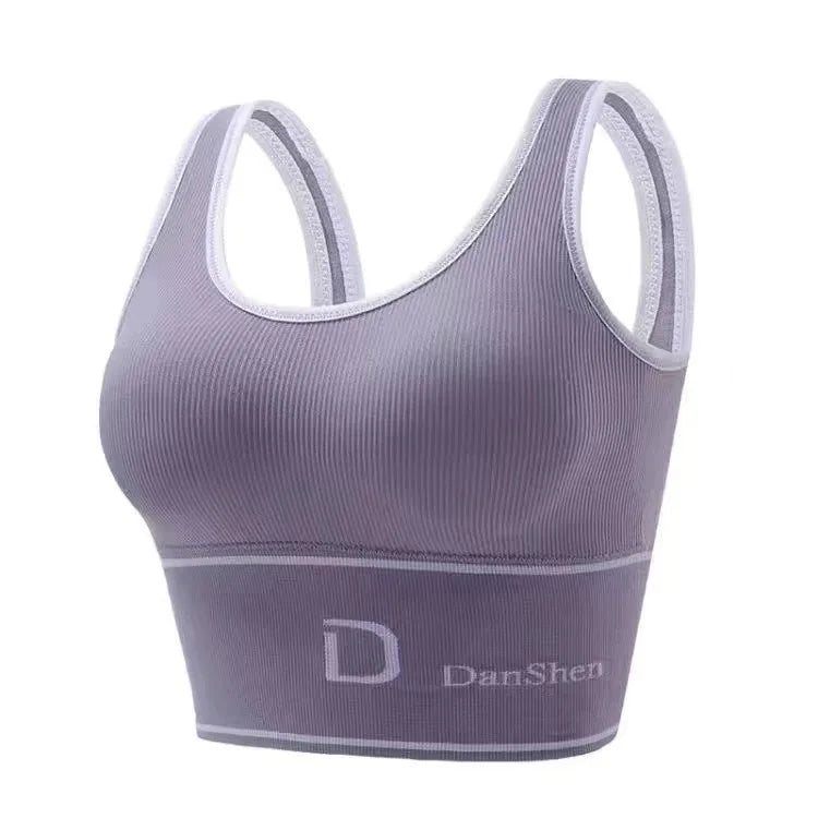 Women's Sports Letter Bras Fitness Seamless Plus Size Bra Tops Full Coverage Wireless Femme Bralette Bra