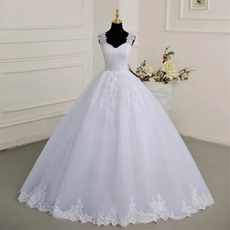 Sleeveless Wedding Dresses Classic Sweetheart Vestido De Noiva Luxury Lace Bridal Ball Gown Formal Robe De Mariee Customized