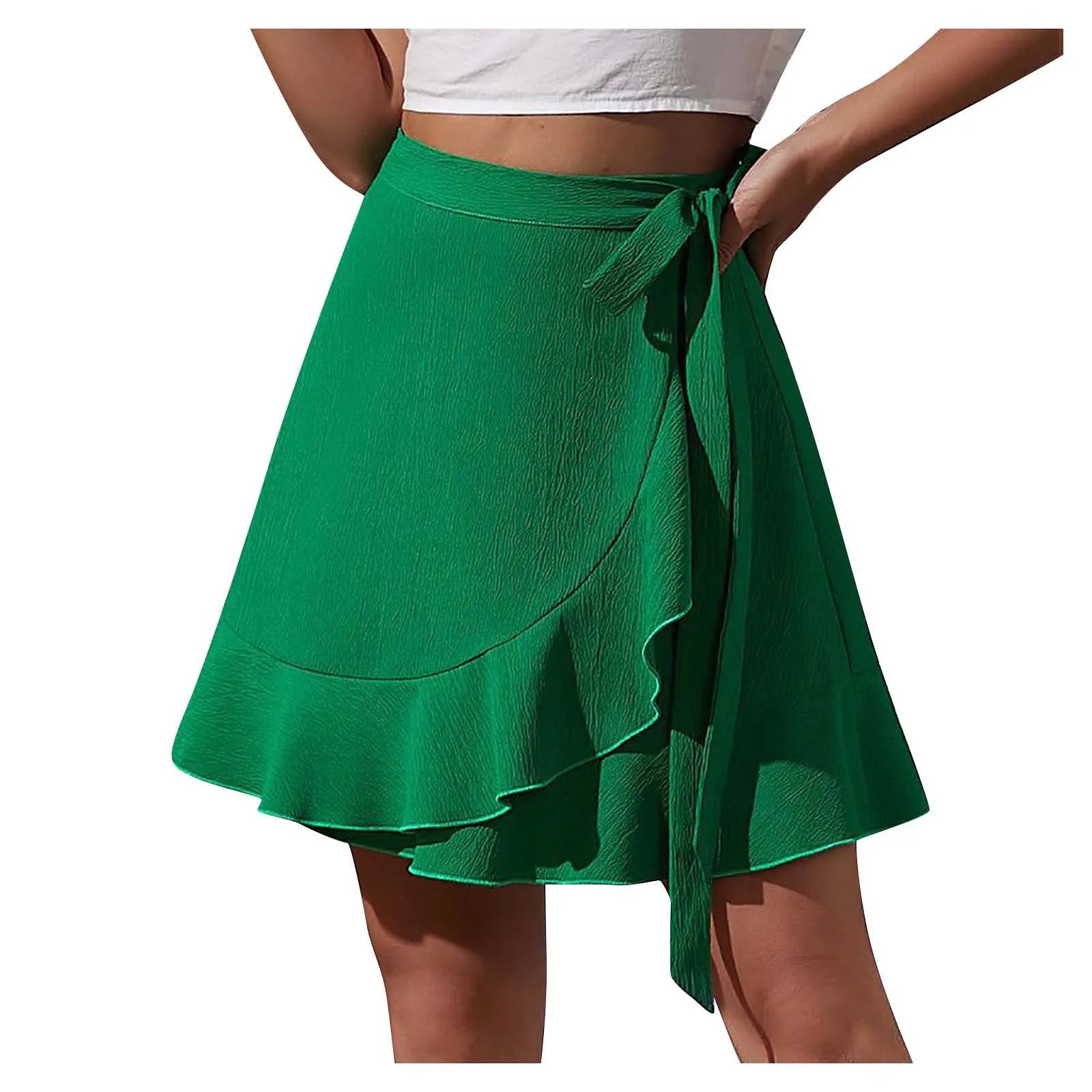 High Waist Chiffon Ruffle Skirt