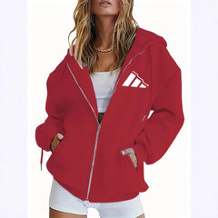 Women's Hoodie Jacket Zipper Fleece Lined Casual Sportswear Hooded Sweatshirt Outerwear 5046 Print Comfortable Loose Fit