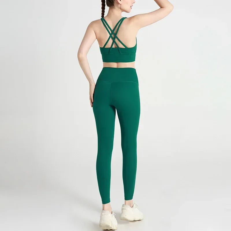 Women's Yoga Set Workout Set 2 Piece High Waist Yoga Leggings Sports Bra Gym Suit Activewear Sports Fitness Set Sports Suit