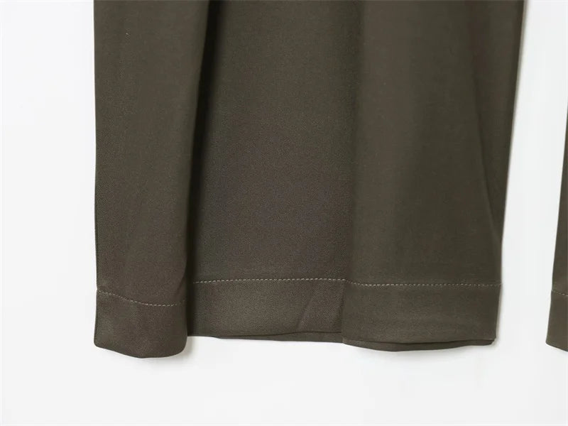 Military Green Pleated Wide Pants