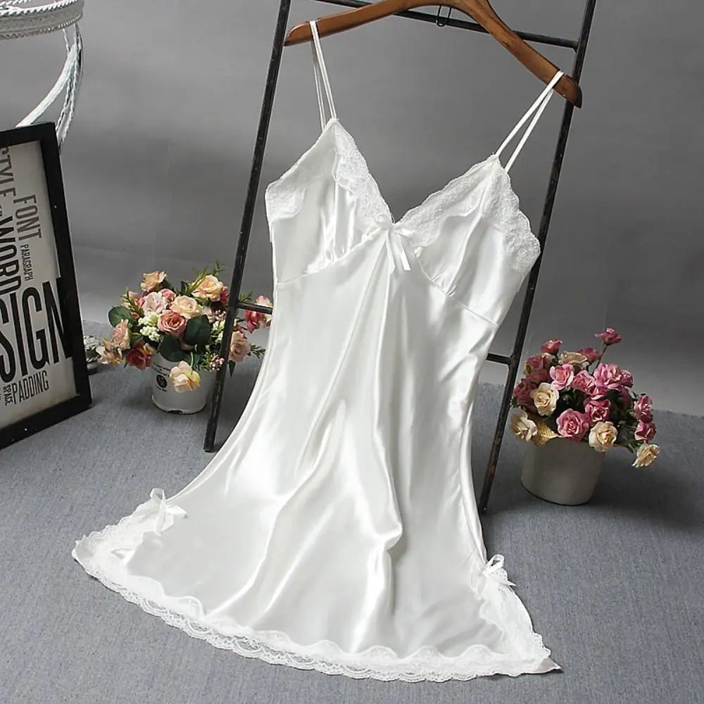 Lace V Neck Satin Nightgown