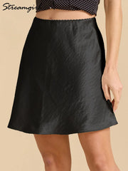 Satin A-Line Office Mini Skirt