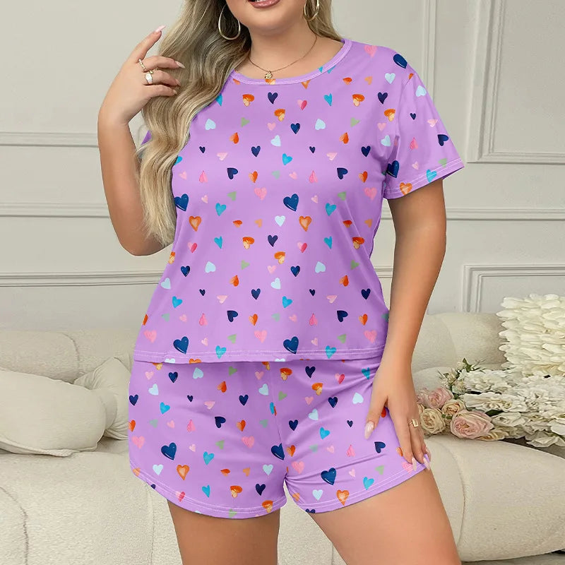 Plus Size Printed Pajama Set