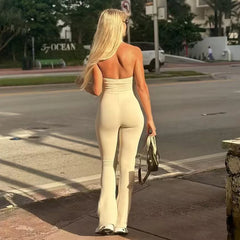Sleek Flared Backless Summer Jumpsuit