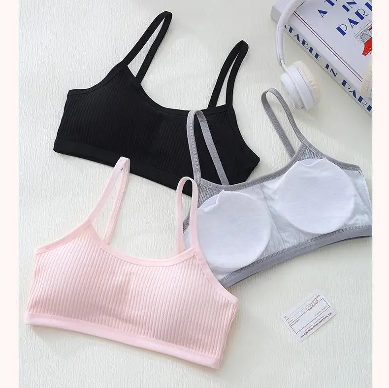 1PC Cotton Teenagers Girls Training Bras Solid Developmental Girls Sports Bras Soft Brassiere Kids Tank Tops Children Underwears