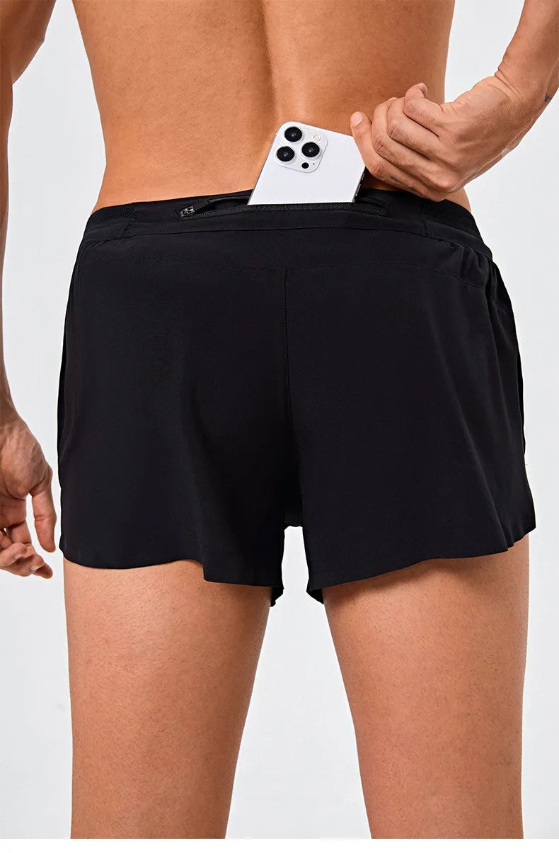 Men Marathon Racing Gym Sports Shorts Anti-escaping Lining Quick Dry Workout Training Fitness Jogging Short  Arrow Pants