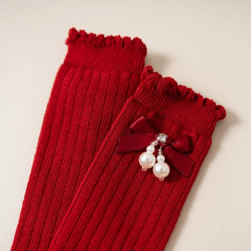 Sparkly Bow Baby Knee Socks