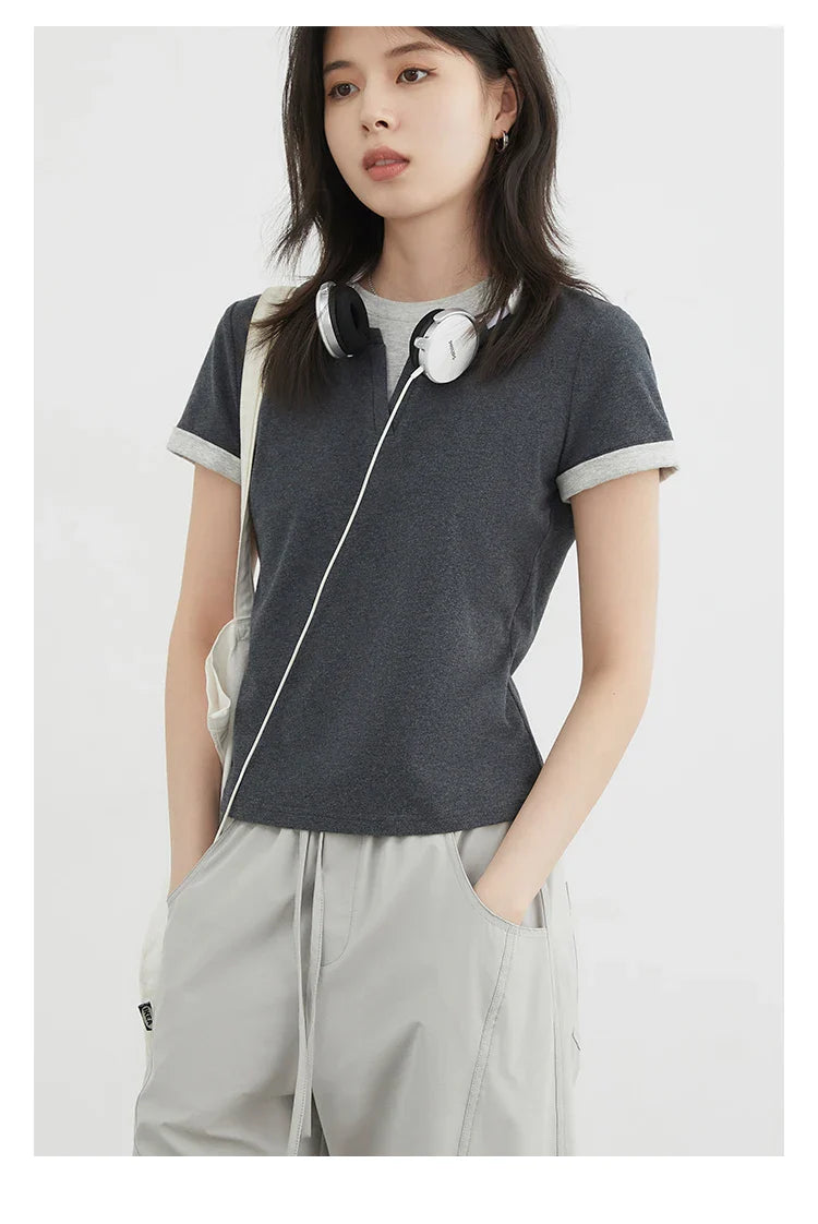 Color Contrast Patchwork Sport Tee