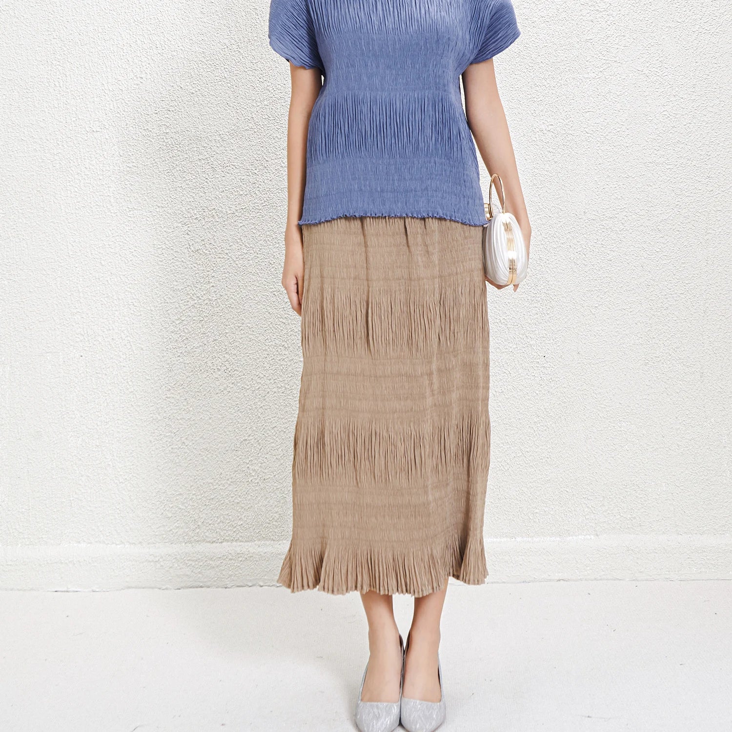 Flowy Pleated Chiffon Maxi Skirt