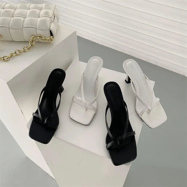 Sexy High Heels Slippers Women's Elegant Shoes Fashion Heeled Sandals for Woman Clip Toe Luxury Slippers Party Female Slides
