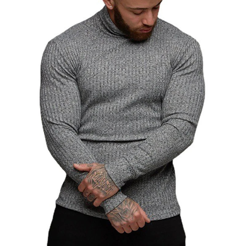 Slim Ribbed Turtleneck Pullover