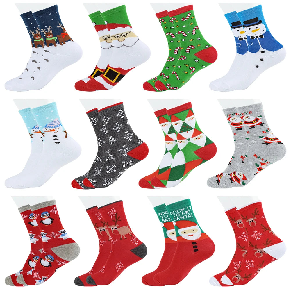 Festive Cotton Christmas Crew Socks