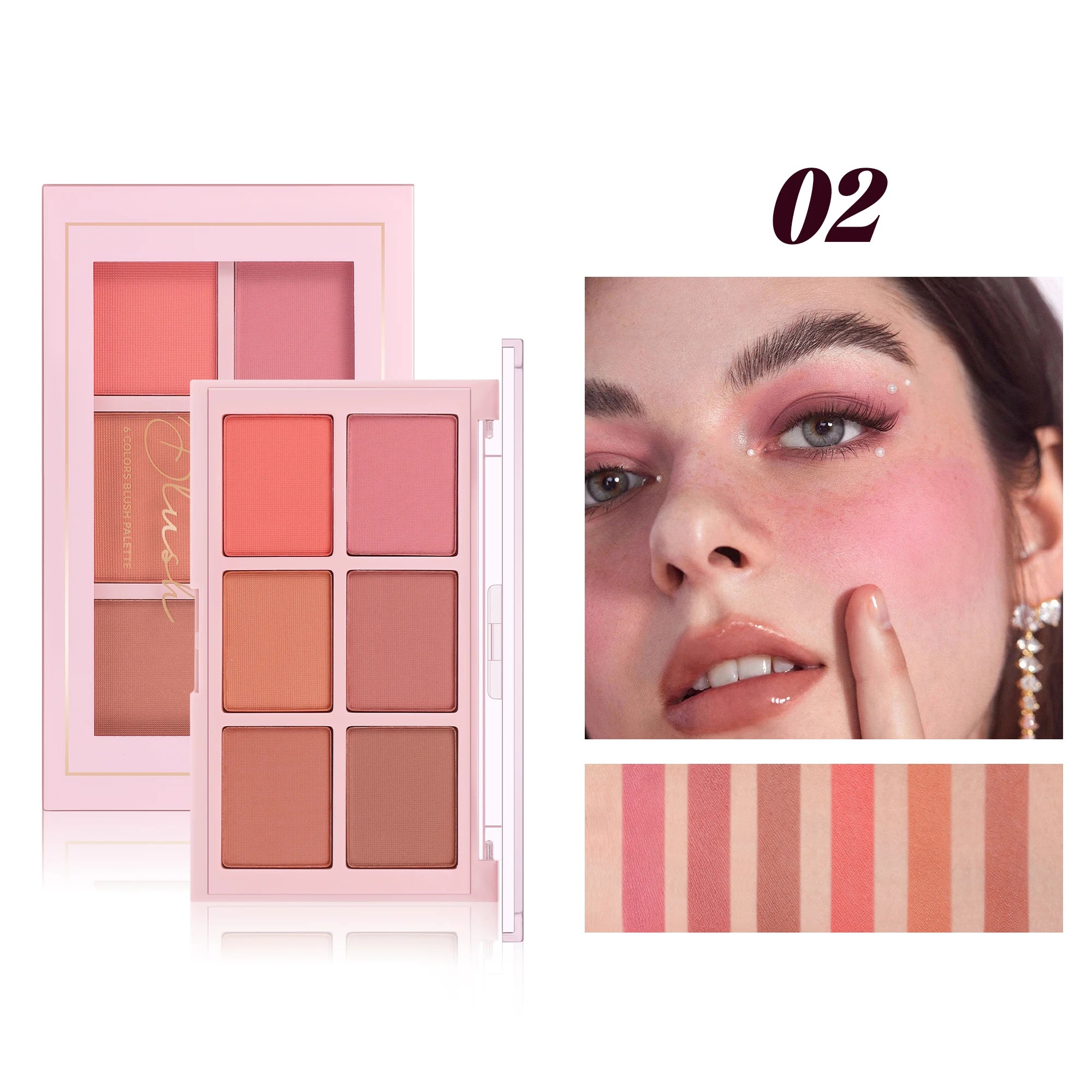 Matte Blush Palette Highly Pigmented Long Lasting Face Makeup Natural Finish Brighten Skin Contour Highlight Powder