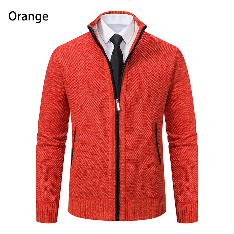 Stand Collar Fleece Zip Cardigan