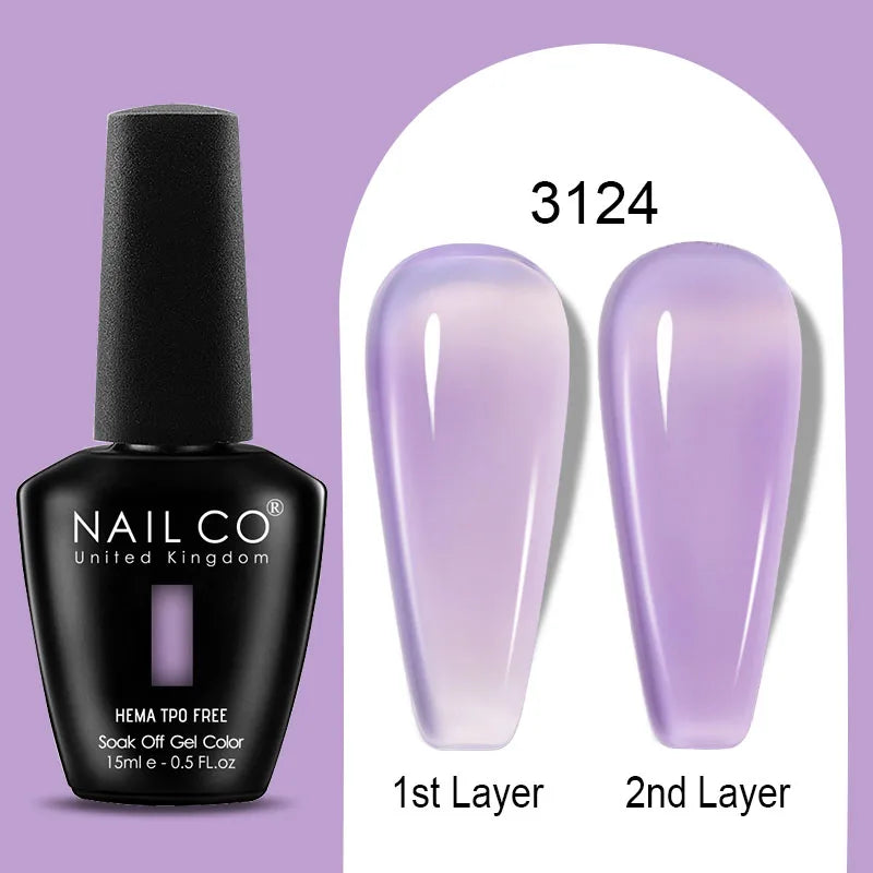 NAILCO 15ml Colorful Jelly Gel Nail Polish Gorgeous Color HEMA TPO FREE Soak Off UV LED Semi Permanent Long Wear Gel Varnish