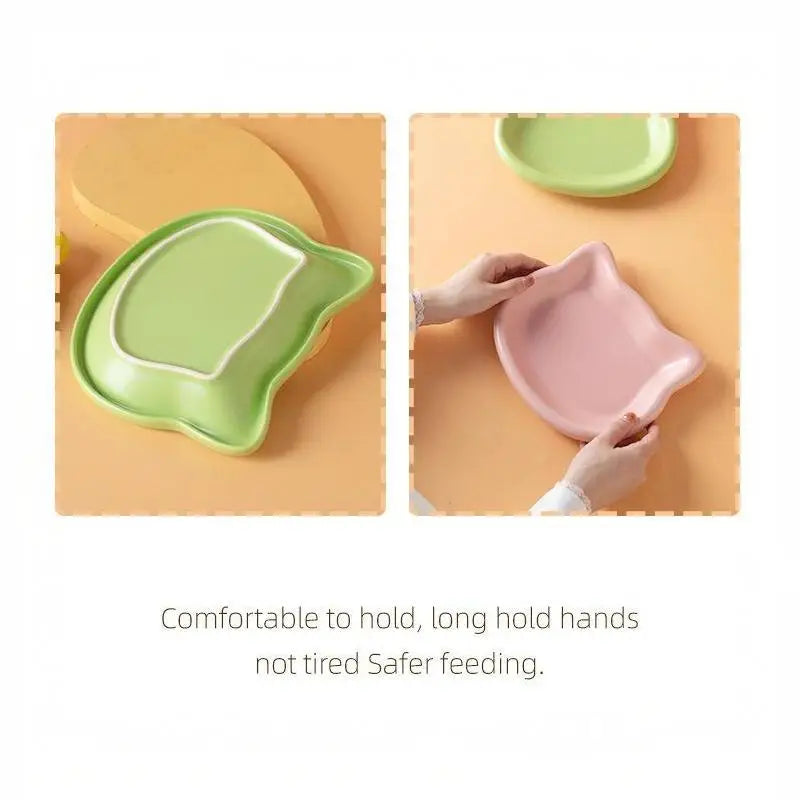 Pastel Cat Head Feeding Dish