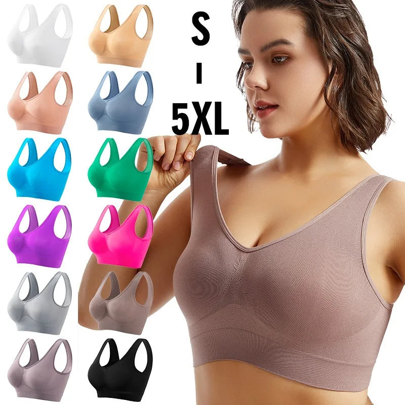 Seamless Sports Bras For Women Push-Up Bra Female Breathable Brassiere No Pads Bralette Solid Color Crop Top Sexy Lingerie S-5XL