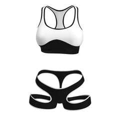 Sexy Sports Bra And High-Waist Bikini Set for Women in Various Seasons Nylon Material Hollow out Design for Hot Spring Soaking
