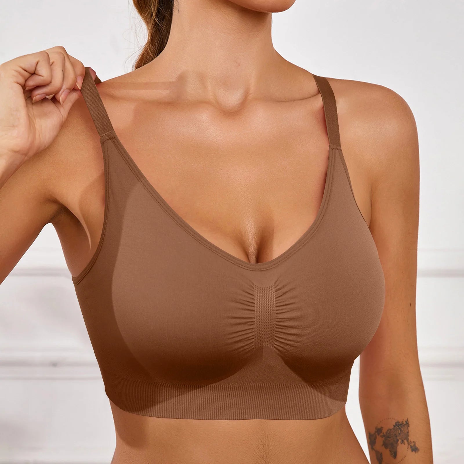 Sports Bras For Women Wireless Soft Workout Bra Full Coverage Push Up Bralettes Seamless Crop Cami Bra For Yoga